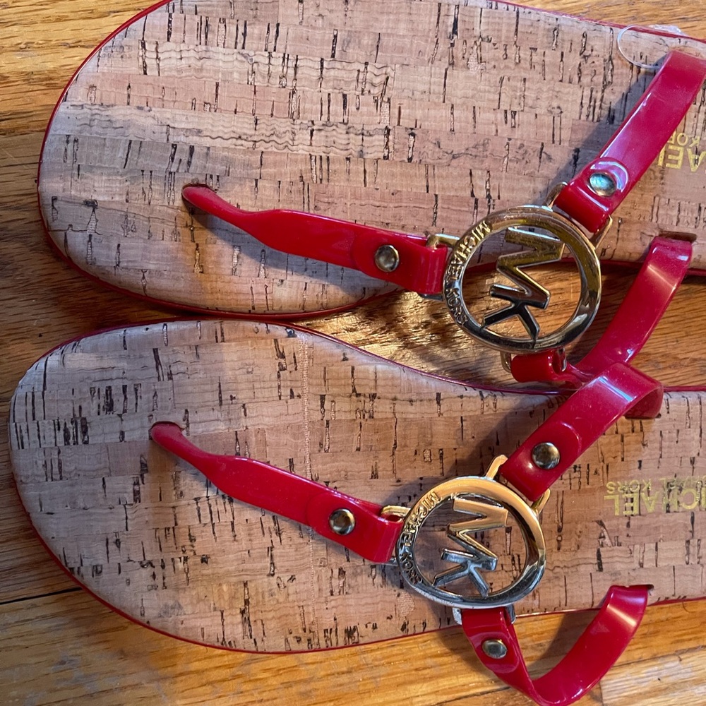 New Michael Kors Red gold sandals sz 7